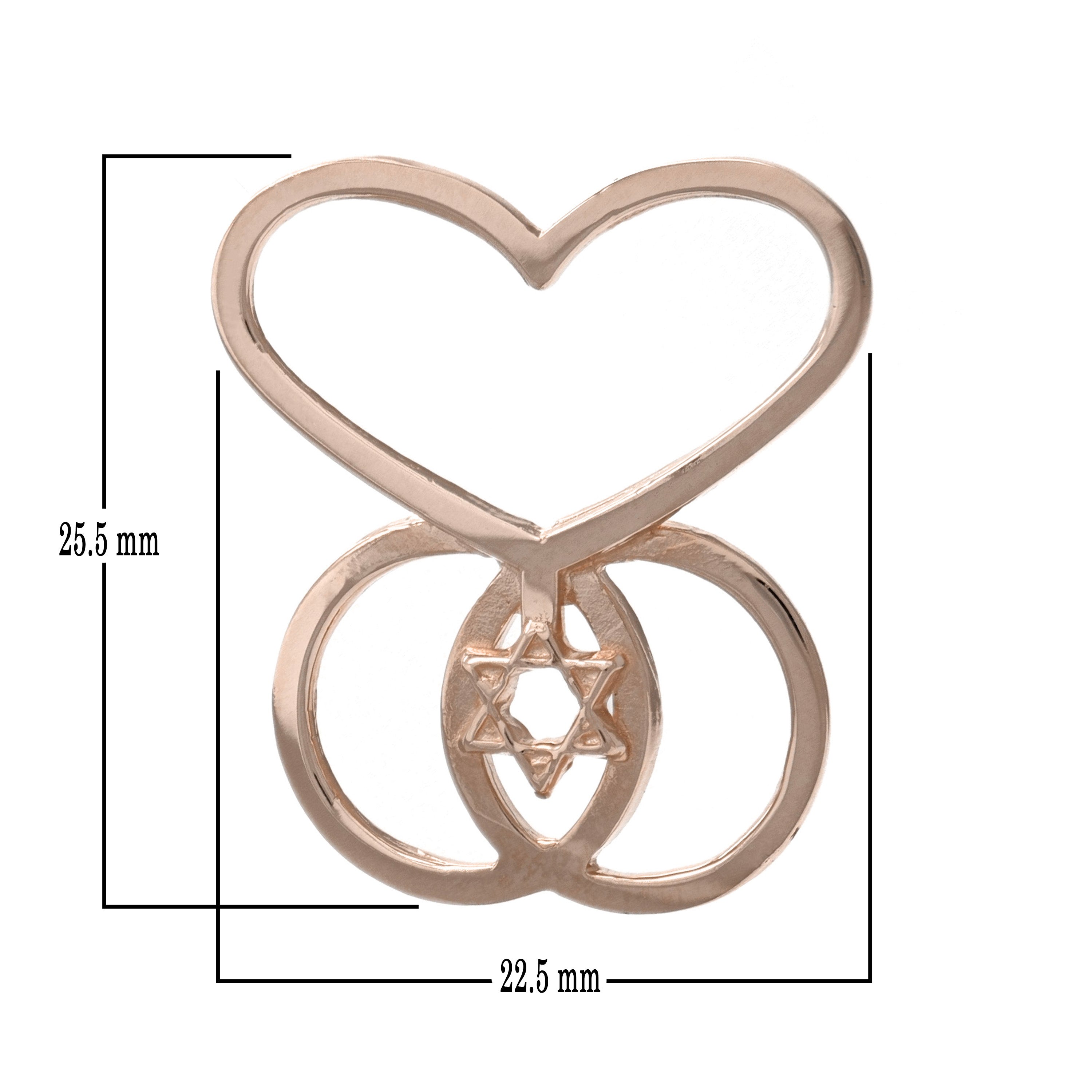14k Rose Gold Heart Infinity Star of David Charm Pendant 2.2grams - Rose