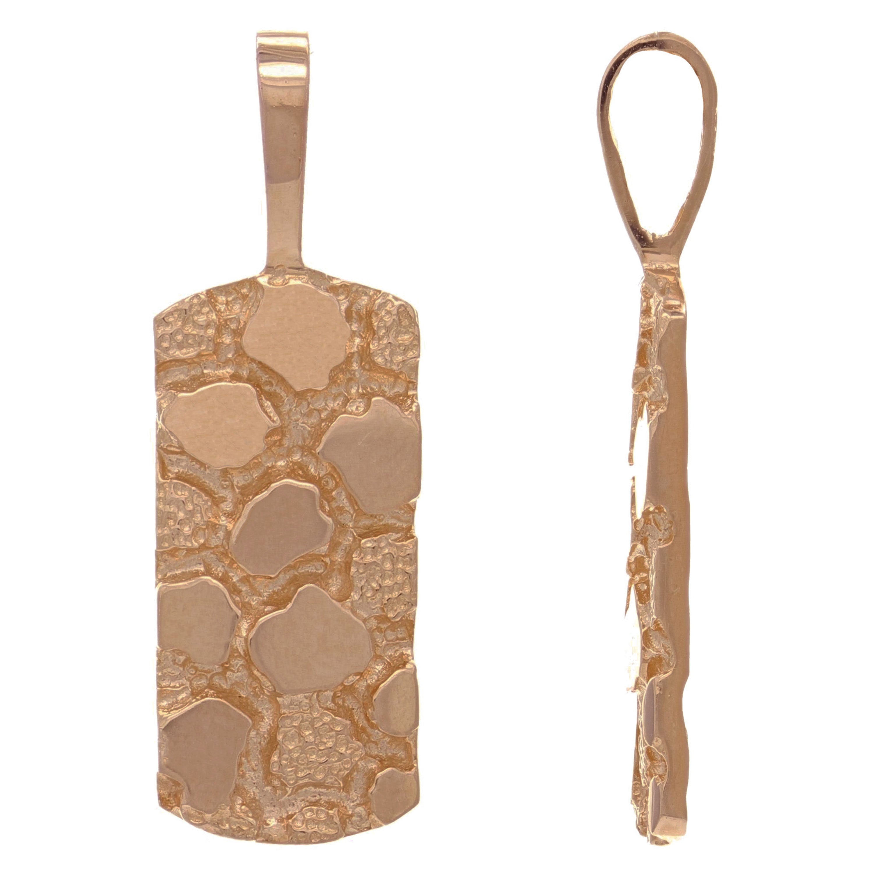 14k Rose Gold Rectangle Dog Tag Nugget Charm Pendant 3.2 grams - Rose
