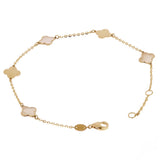 Italian 14k Yellow Gold Pearl Clover Leaf Station Bracelet 7" 7.3mm 1.6 grams