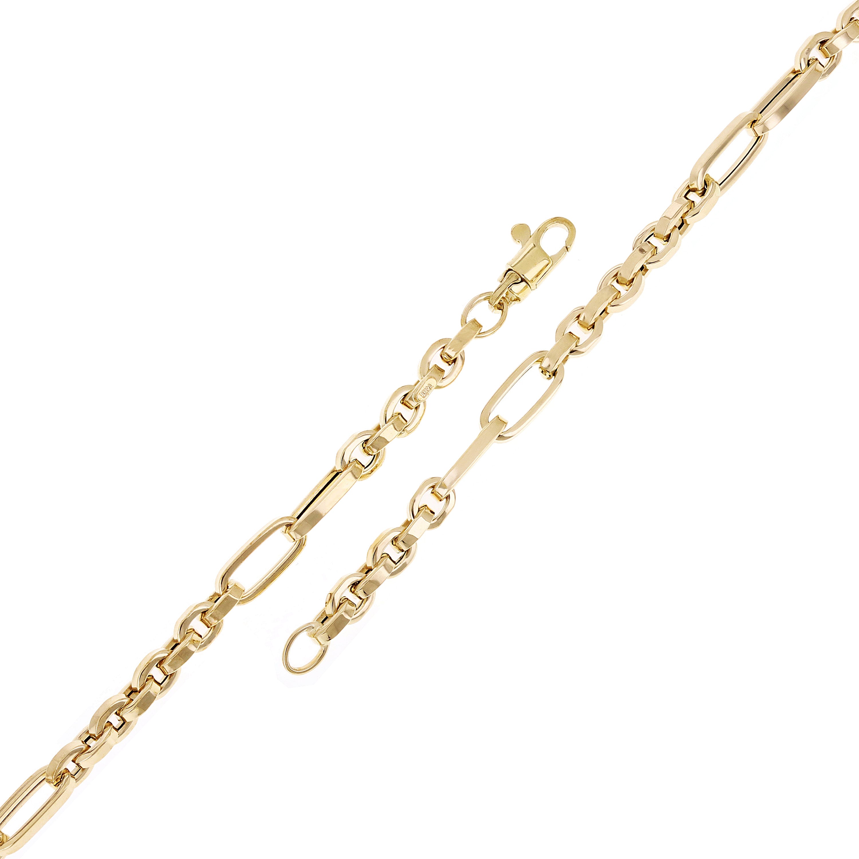 Italian 14k Yellow Gold Hollow Round & Oval Link Bracelet 8" 4.8mm 4.6 grams