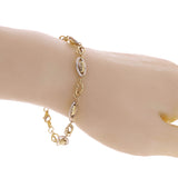 Italian 14k Two-Tone Gold Multiple Round & Oval Links Fancy Bracelet 7.5" 4.6g
