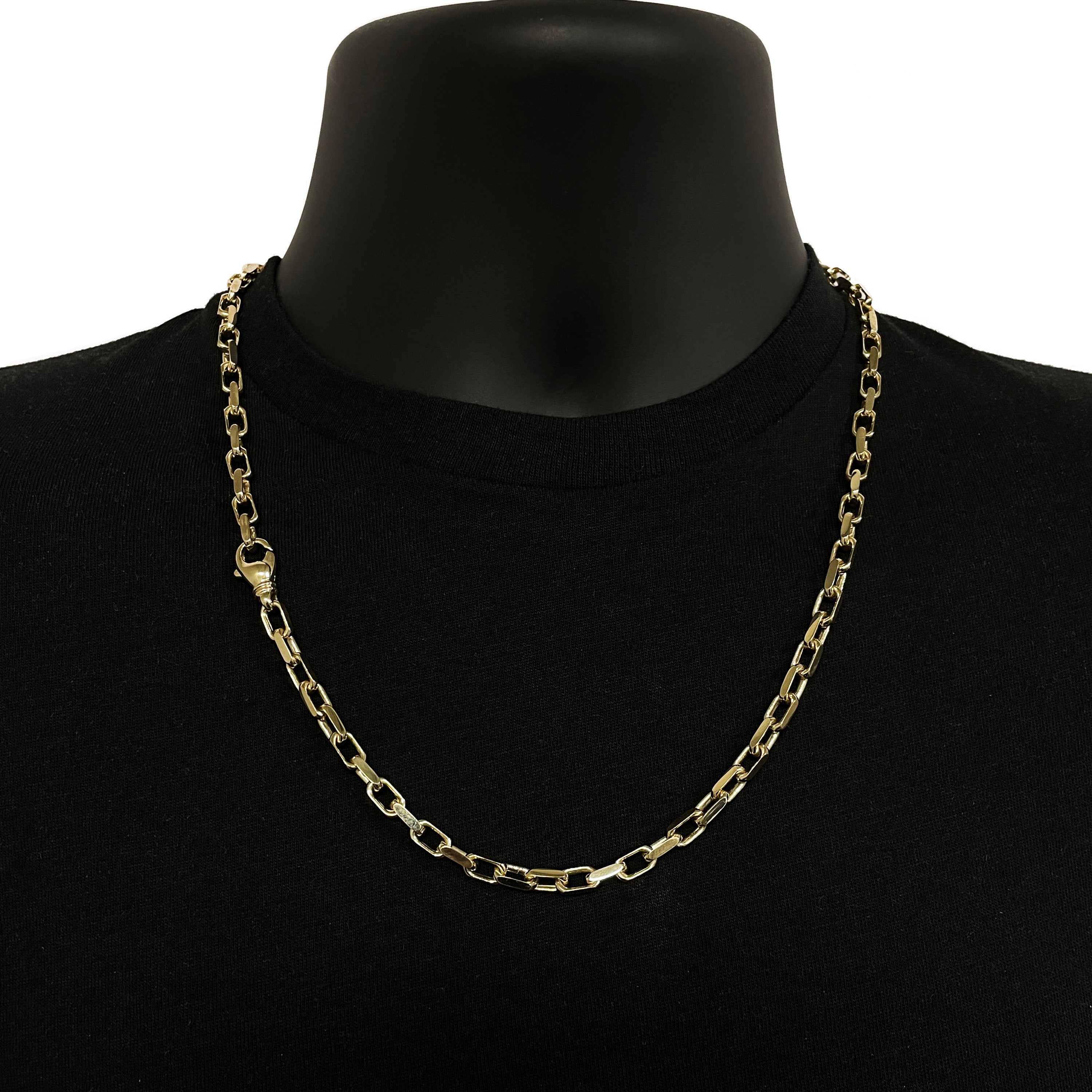 10k Yellow Gold Solid Handmade Rectangle Link Chain Necklace 20" 5mm 37 grams - 20" 37 grams