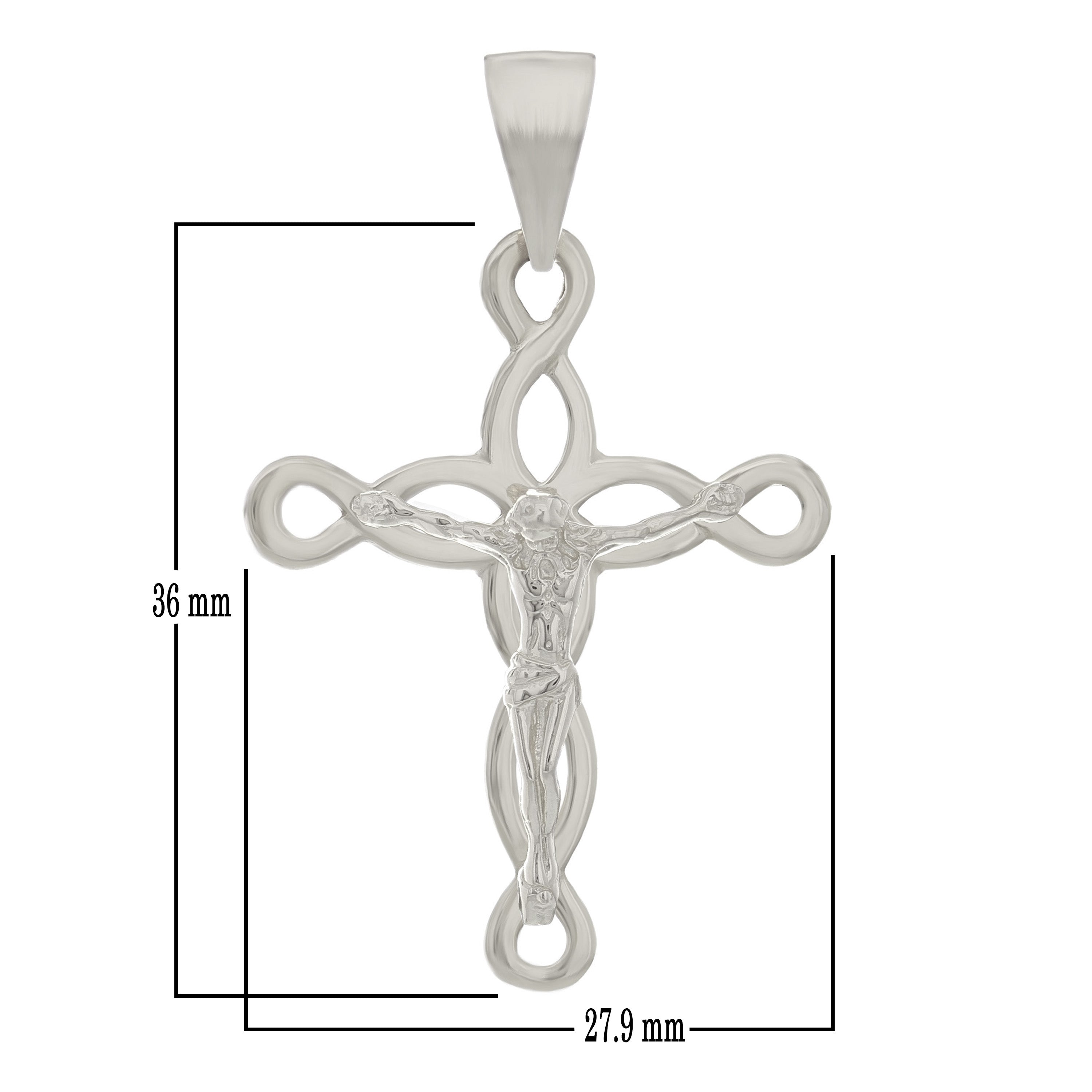 14k White Gold Solid Jesus Crucifix Cross Religious Charm Pendant 3.7 grams