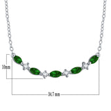 14k White Gold Diamond and Emerald Necklace 18" - Emerald