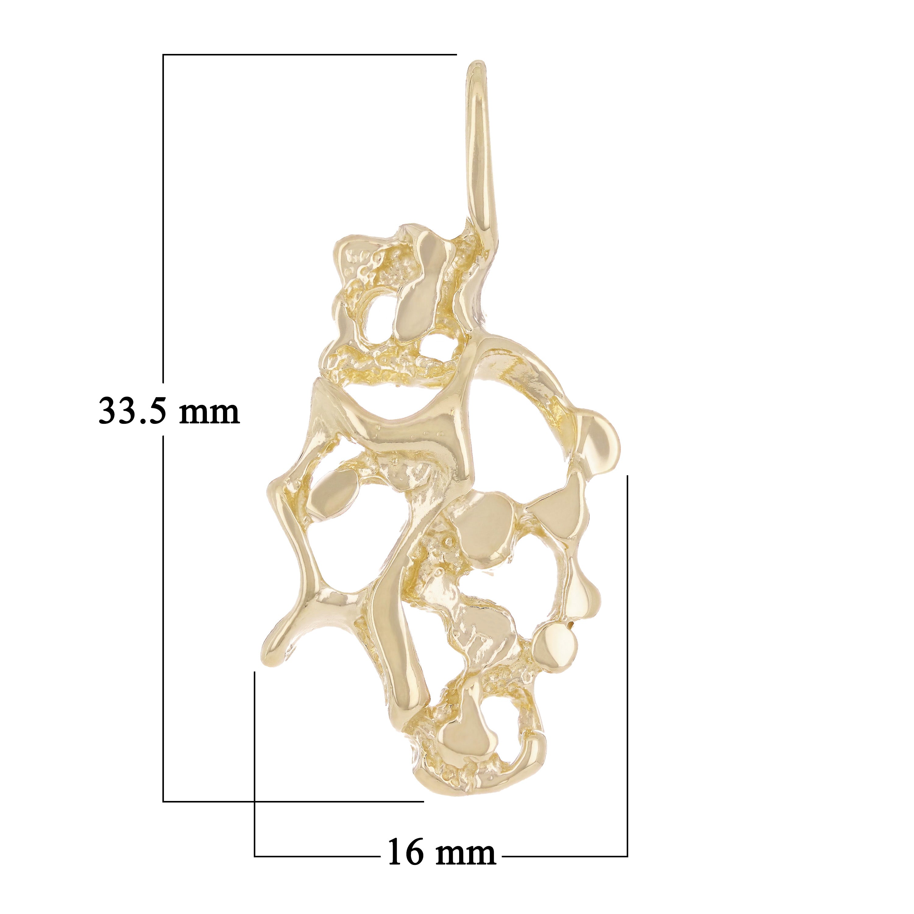 10k Yellow Gold Free Form Nugget Charm Pendant 1.3" 4 grams - Yellow