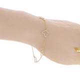 Italian 14k Yellow & White Gold Butterfly Link Charm Bracelet 7.5" 1.5 grams