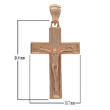 14k Rose Gold Jesus Christ Crucifix Cross Religious Charm Pendant 1.18" 2 grams - Rose