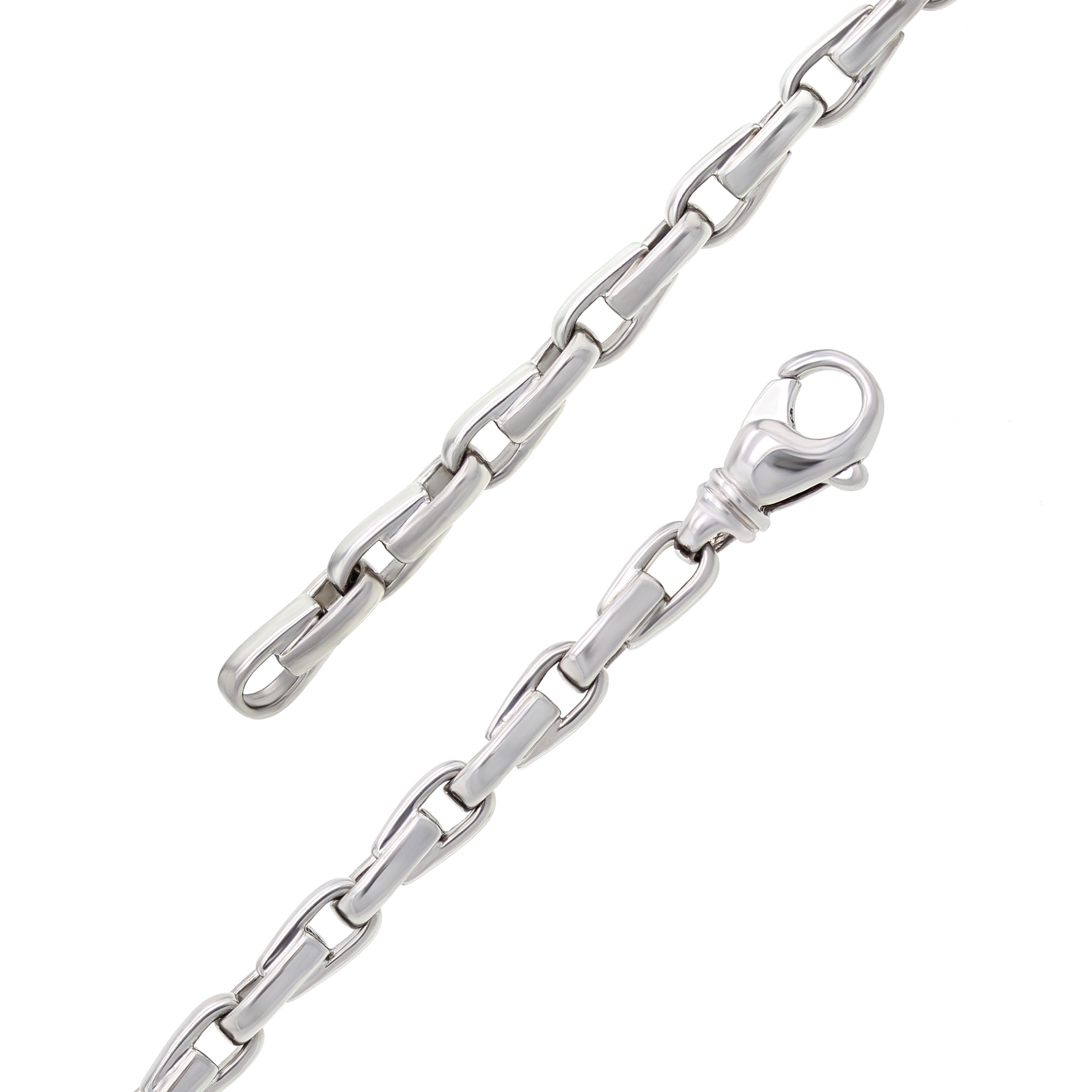 10k White Gold Solid Handmade Fashion Link Bracelet 8" 4.8mm 22.1 grams - White,8" 22.1 grams
