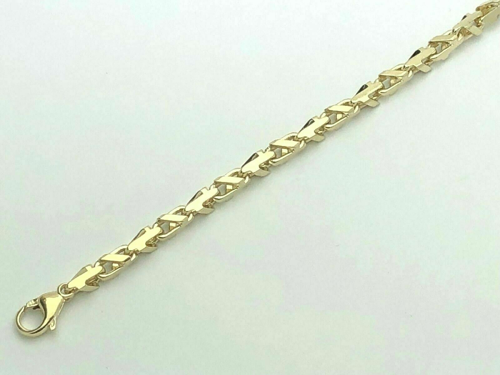 Men's 14k Yellow Gold Handmade Fashion Link Bracelet 8" 4.7mm 20.9 grams - 8"