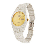 925 Sterling Silver Nugget Wrist Watch Geneve Watch with Diamond 7-7.5" 42 grams