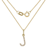 14k Yellow Gold Diamond Initial Letter J Charm Pendant Necklace 18" - Letter J,Yellow