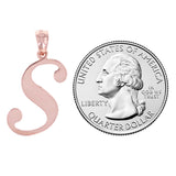 14k Rose Gold Initial Letter S Alphabet Charm Pendant - Letter S,Rose