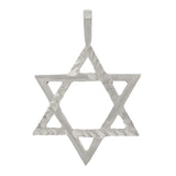 14k White Gold Diamond Cut Jewish Star of David Charm Pendant 3.3 grams - White