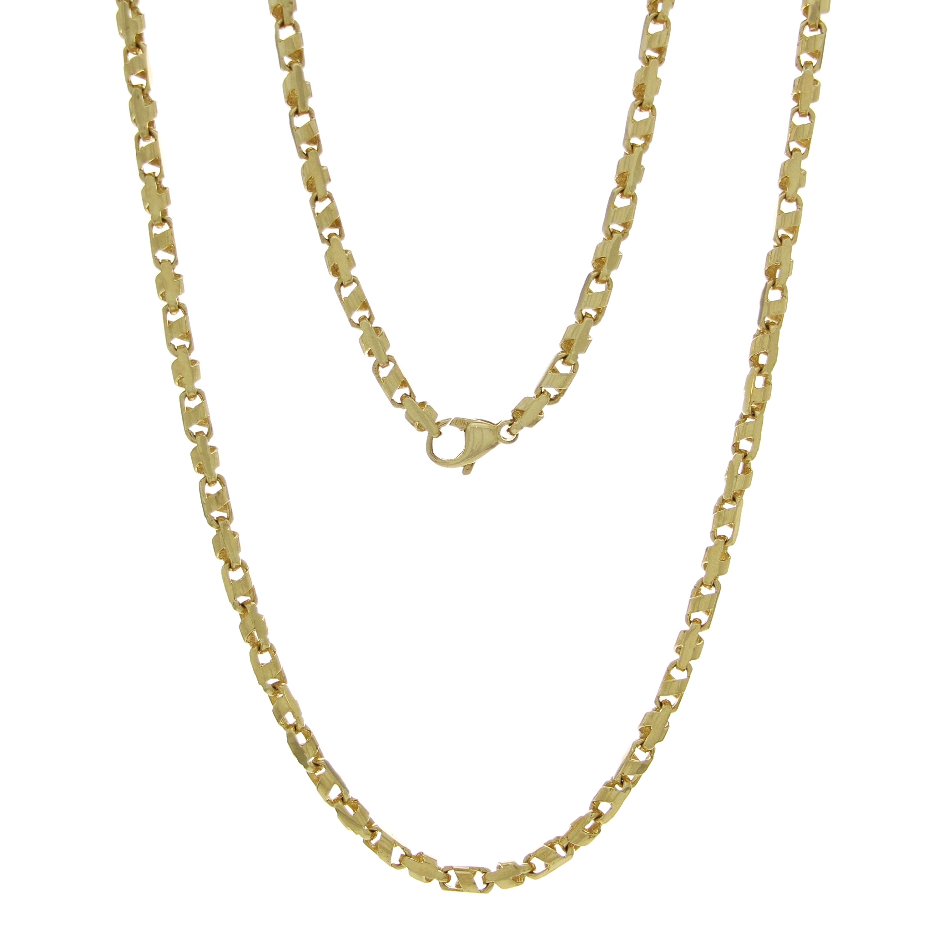 14k Yellow Gold Handmade Fashion Link Necklace 30" 4.5mm 52.7 grams - Yellow,30"