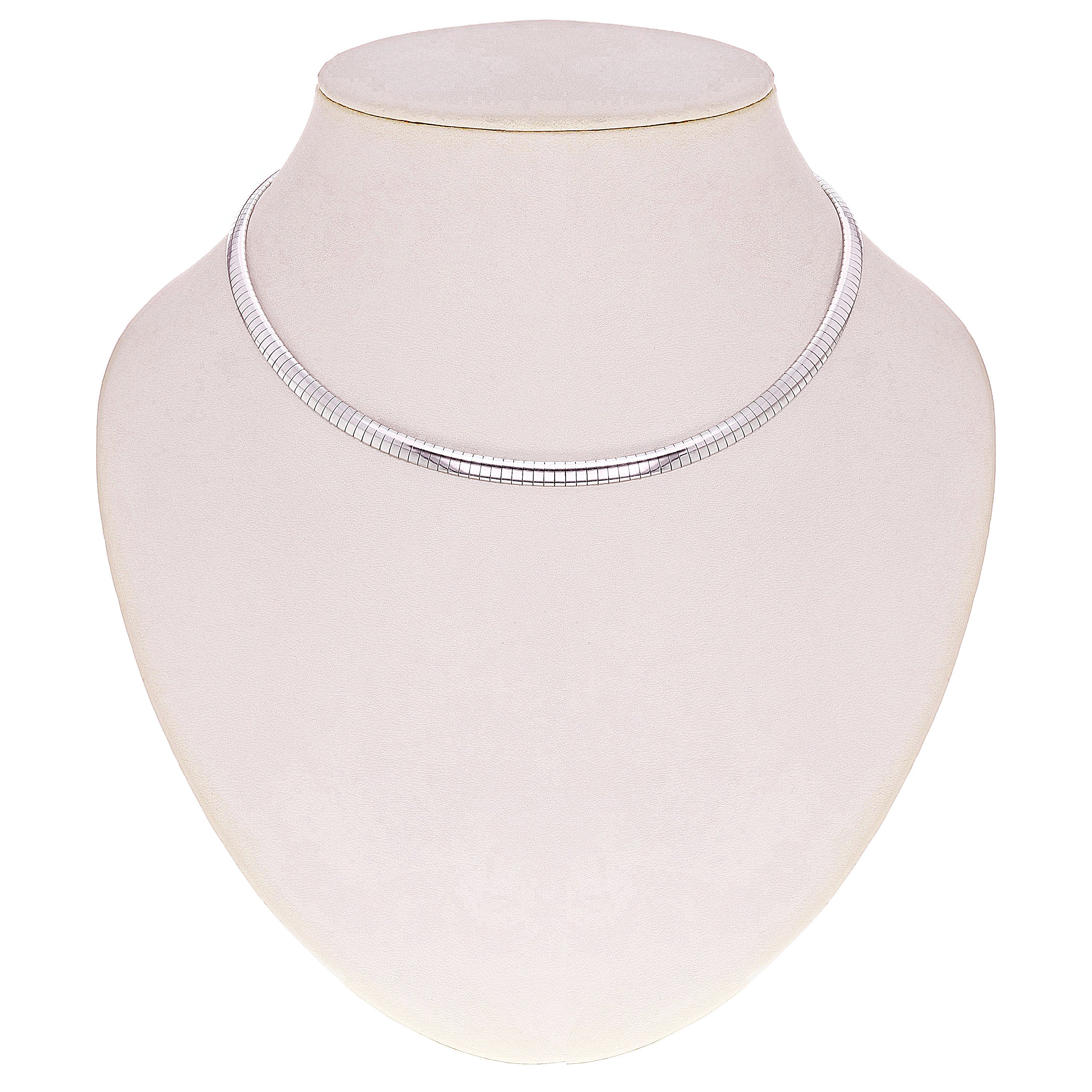 Women's Italian 14k White Gold Omega Necklace Choker 16" 5mm 27.7 grams - 27.7 grams