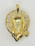 10k Yellow Gold Diamond Cut Jesus Christ Face Religious Charm Pendant 5.2 grams