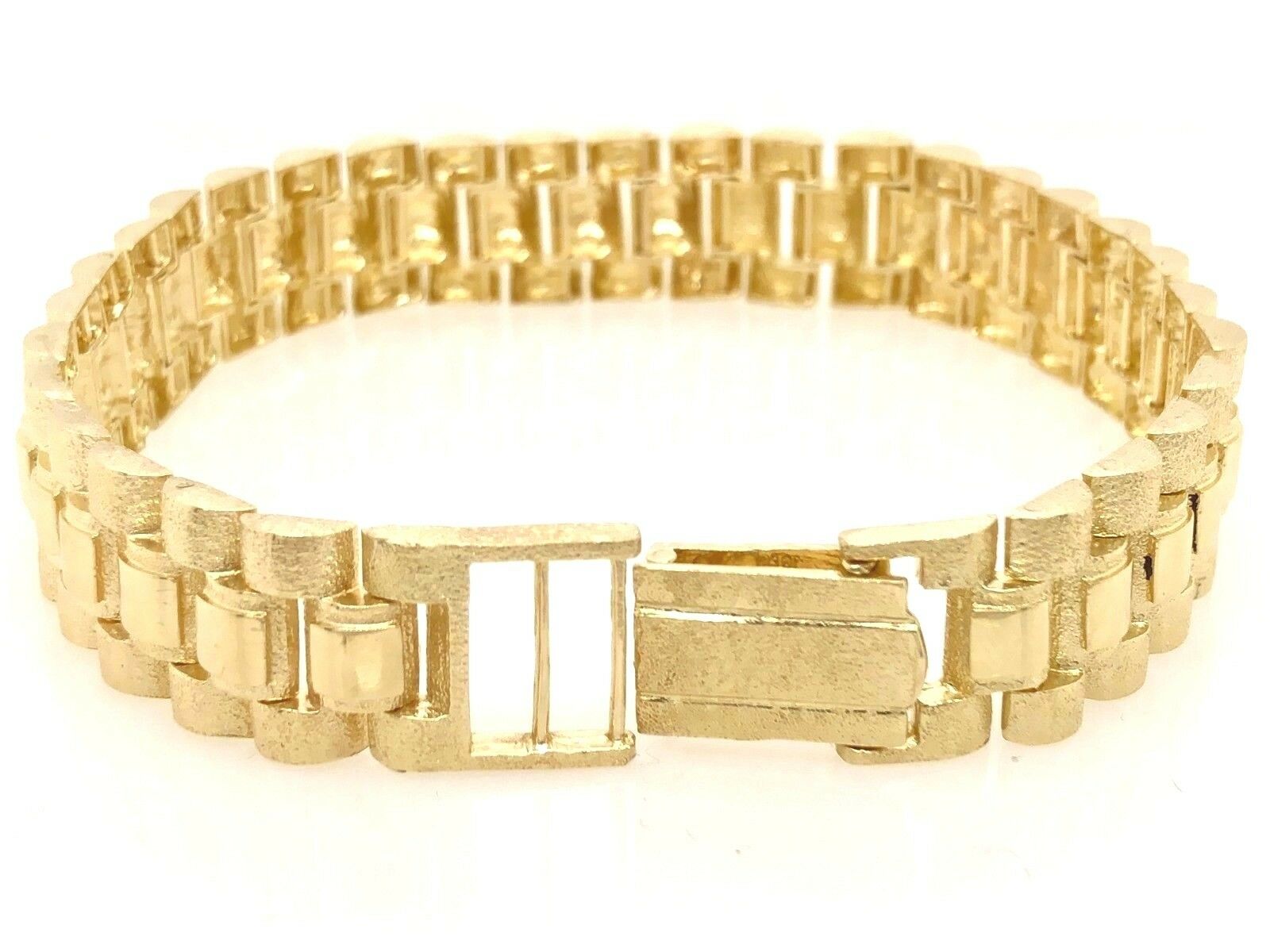 10k Yellow Gold Watch Link Chain Bracelet Adjustable 7.5" - 8" 14.8mm 33.5 grams