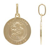 14k Yellow Gold Embossed Saint Joseph Round Medallion Pendant 2.1 grams