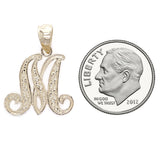 14k Yellow or White Gold Initial Letter I Alphabet A-Z Charm Pendant - Letter M,Yellow