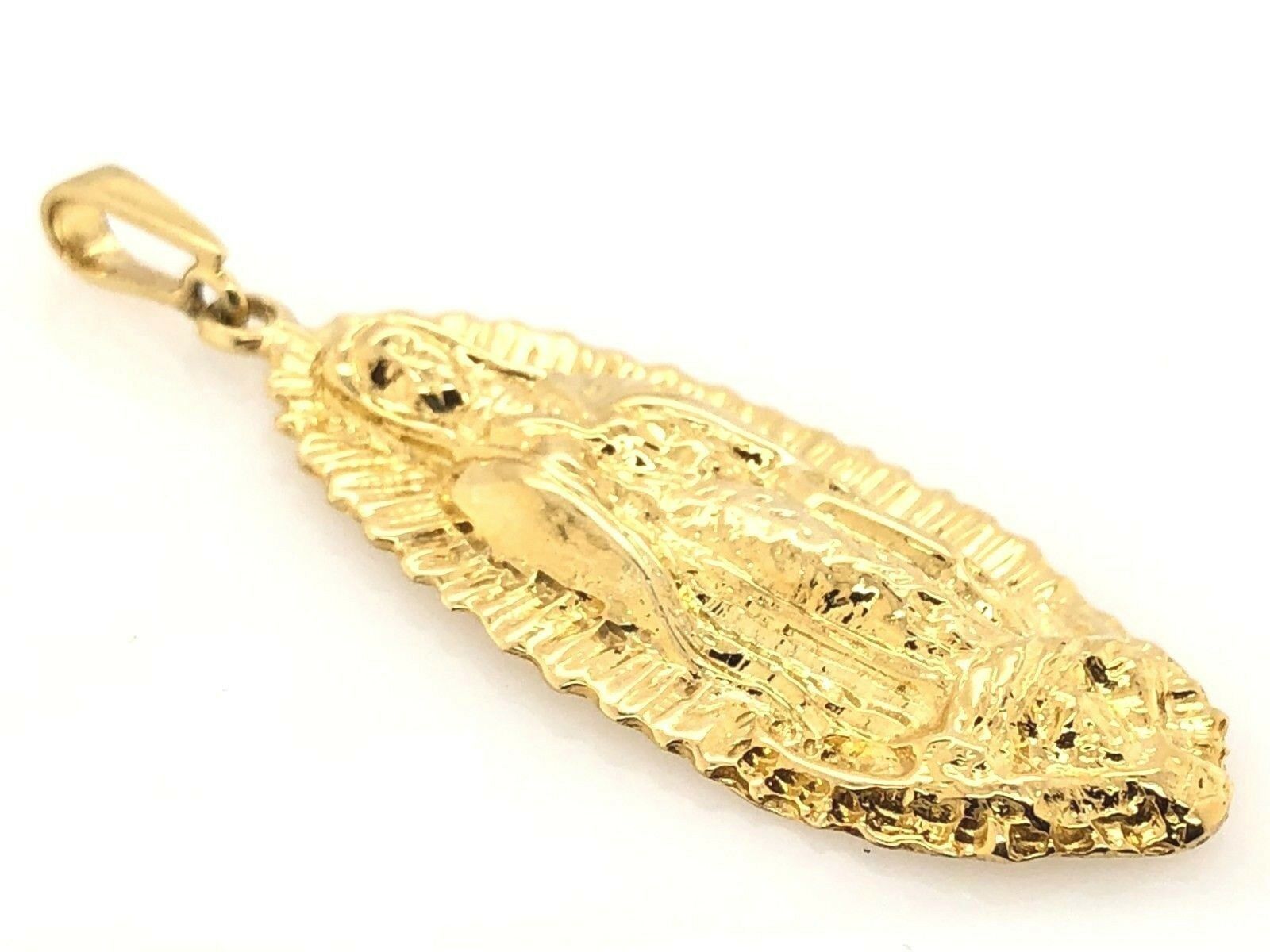 14k Yellow Gold Mother Mary Lady of Guadalupe Religious Charm Pendant 7.5 grams