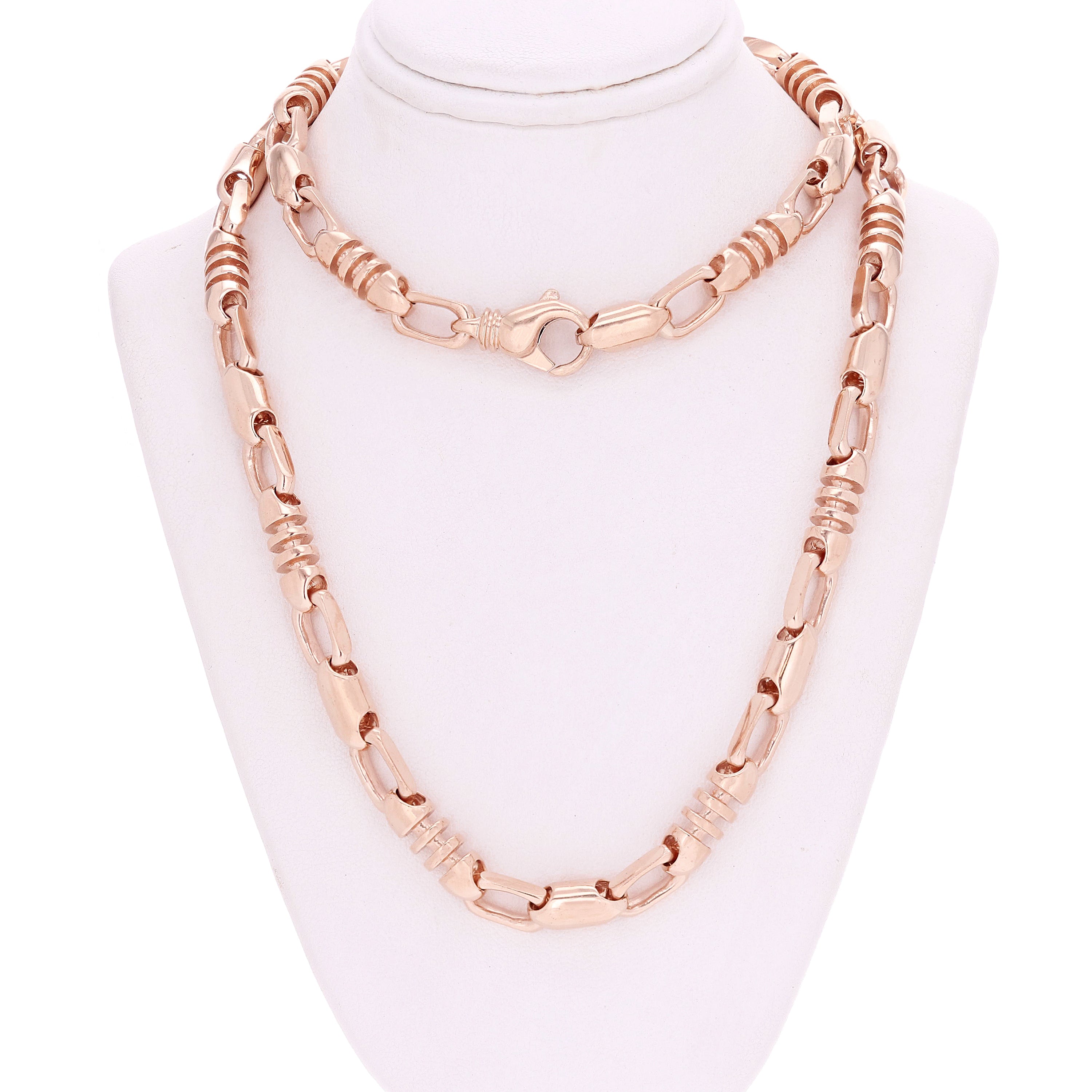 14k Rose Gold Handmade Fashion Link Necklace 28" 6.9mm 123.1grams - Rose,28"