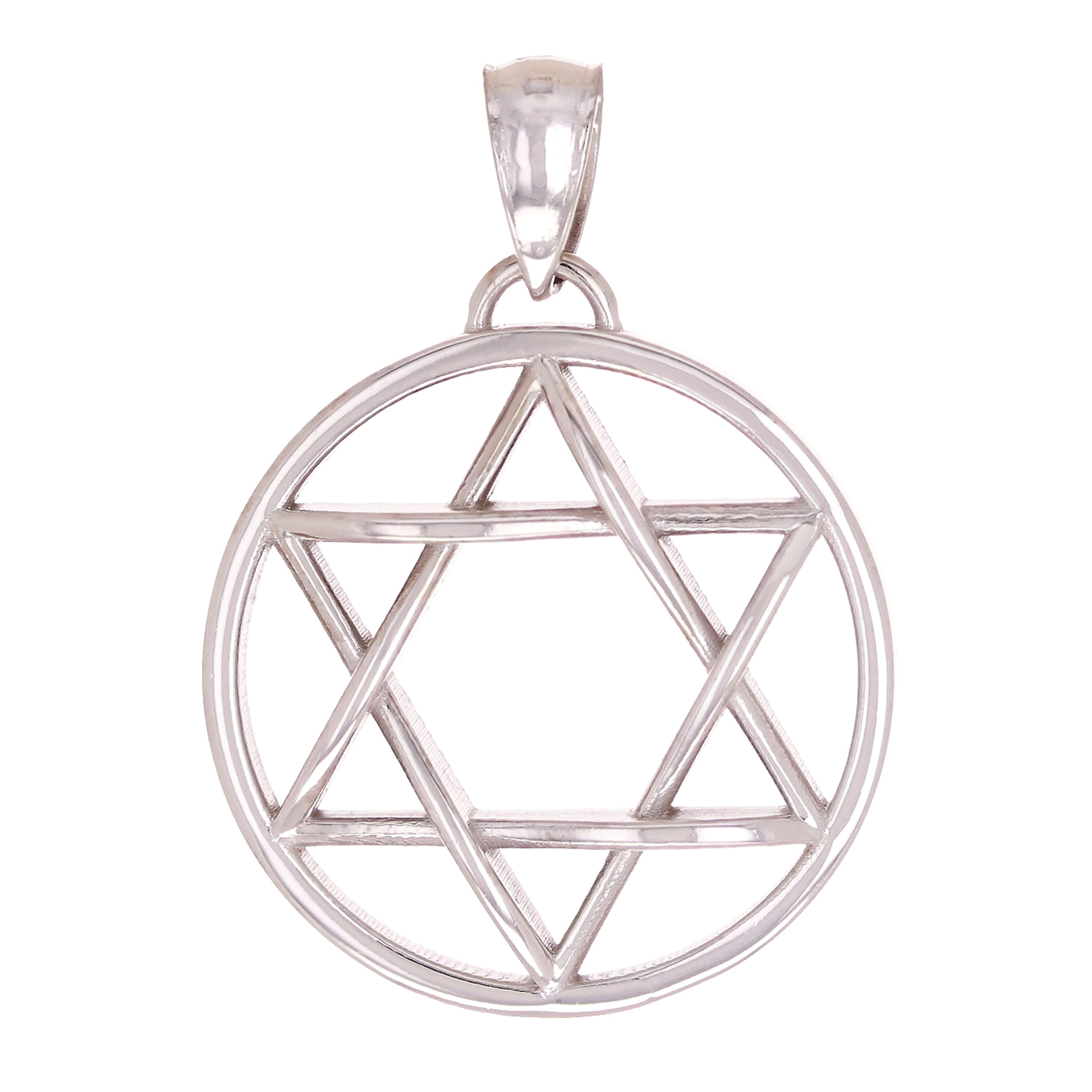 14k White Gold Star of David Medal Charm Pendant 3.4 grams