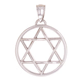 14k White Gold Star of David Medal Charm Pendant 3.4 grams