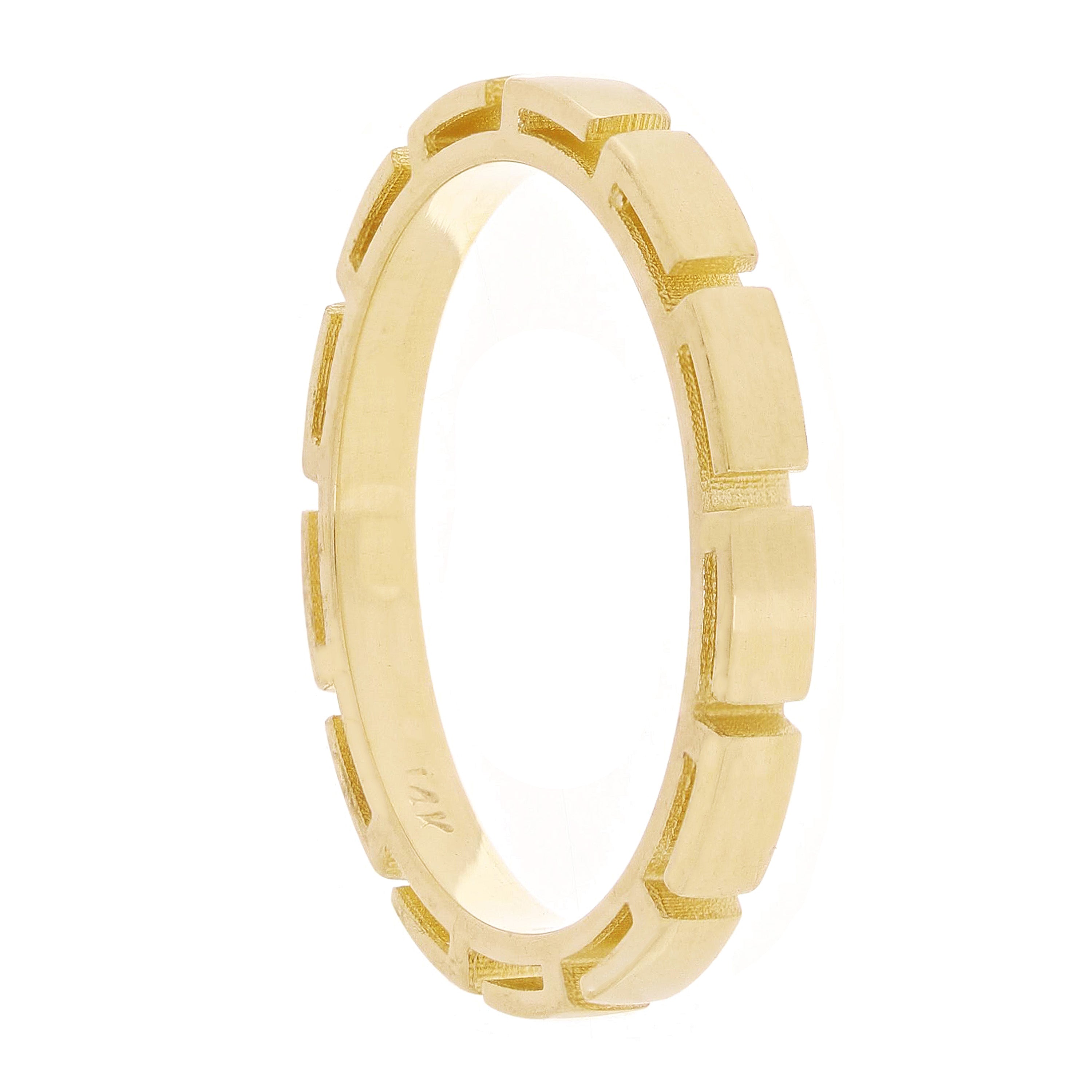 14k Yellow Gold Bar Ring Band Size 8 - 2.4mm 3 grams
