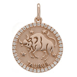 14k Rose Gold  Diamond Zodiac Sign Taurus Pendant - Taurus,Rose