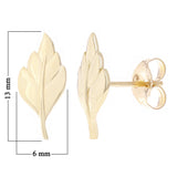 14k Yellow Gold Bright Polished Leaf Stud Earrings