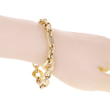 Italian 14k Yellow Gold Hollow Oval & Round Link Bracelet 8" 14.5mm 10.5 grams