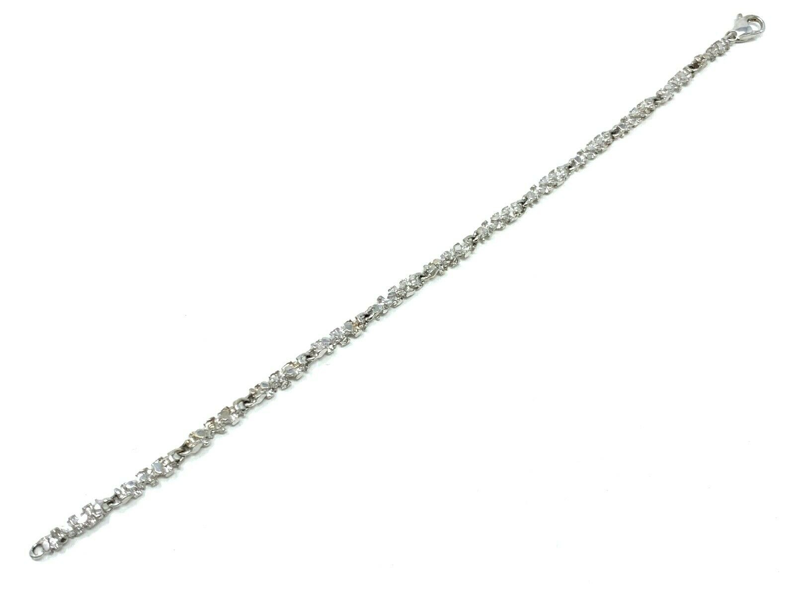 14k White Gold Nugget Bracelet 8" 4mm 10.5 grams - White,8"