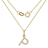 14k Yellow Gold Diamond Initial Letter P Charm Pendant Necklace 18" - Letter P,Yellow