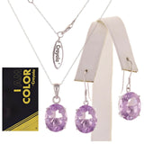 Crayola 14k White Gold Oval Amethyst Earrings & Pendant Necklace Set