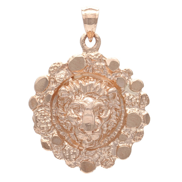 14k Rose Gold Nugget Lion Face Lion Charm Pendant 6.7 grams