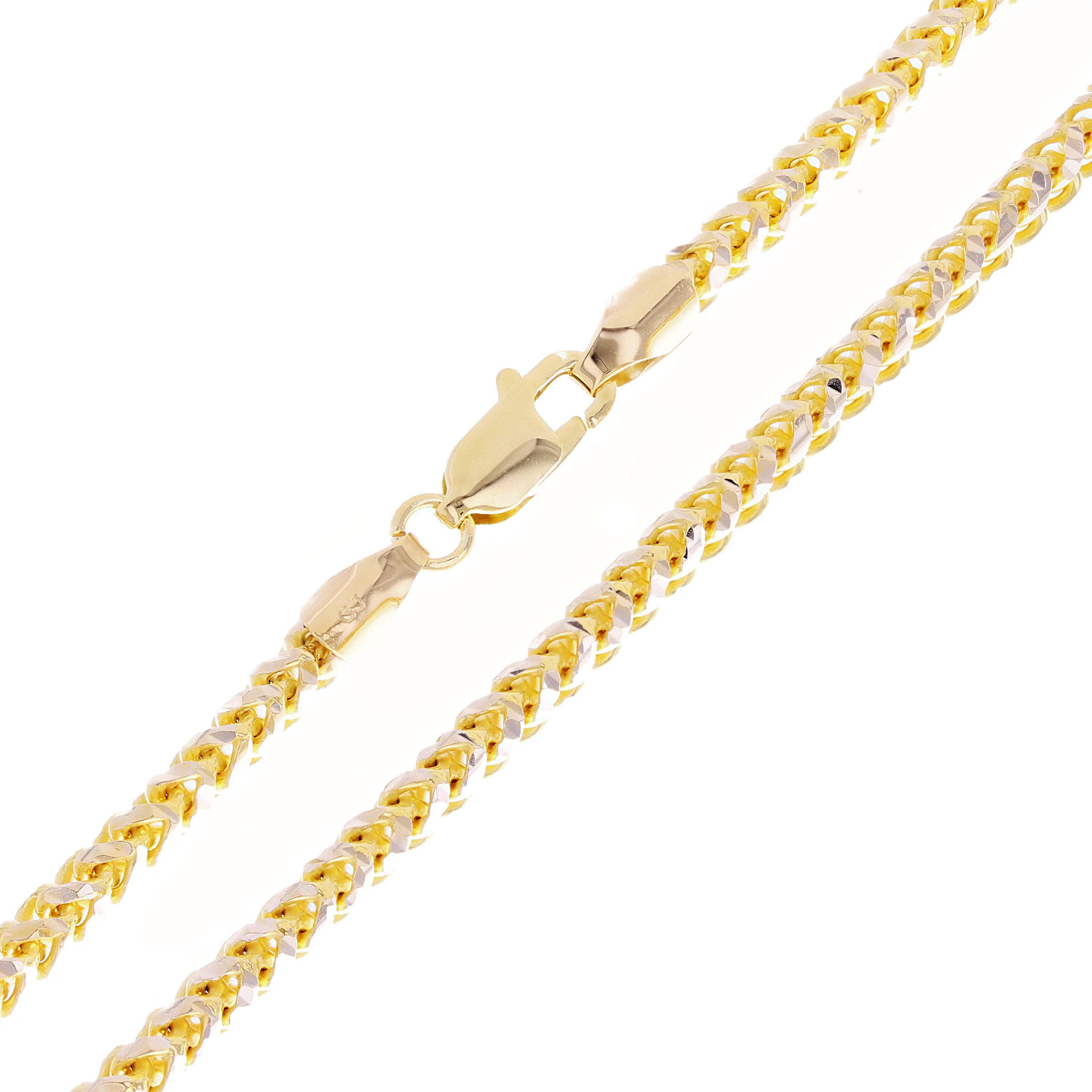 Italian 14k Two Tone Solid Prism Cut Franco Chain Necklace 3mm 20" 29.3grams - 20" 29.3 grams