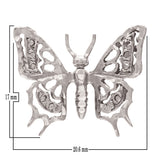 14k White Gold Diamond Cut Butterfly Charm Pendant 2 grams - White