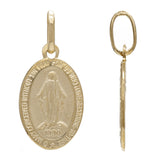 Italian 14k Yellow Gold Virgin Mary Medal Charm Pendant 15.5mm x 9mm 1.2 grams