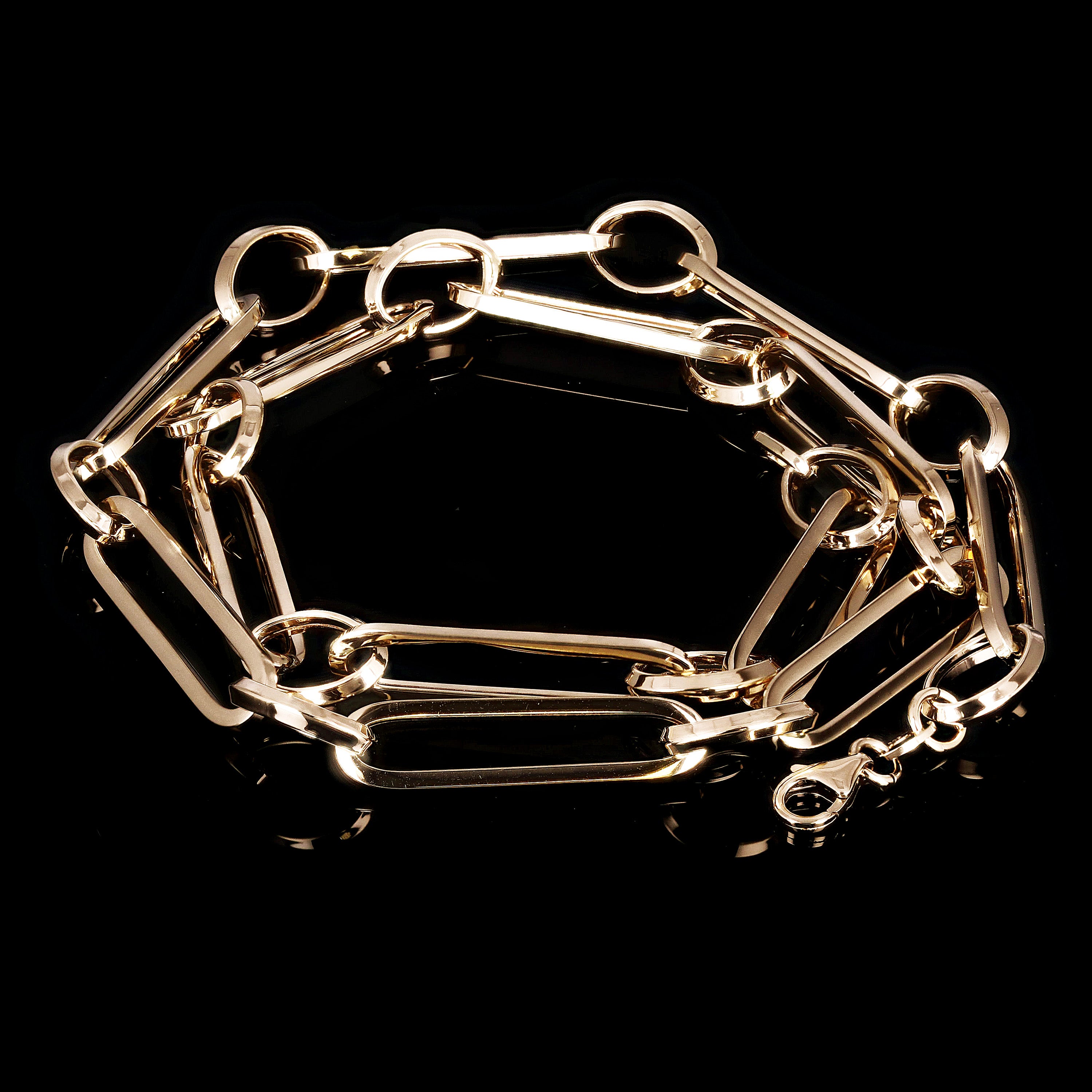 Italian 14k Yellow Gold Hollow Paper Clip Link Necklace 6.7mm 18" 8.4 grams