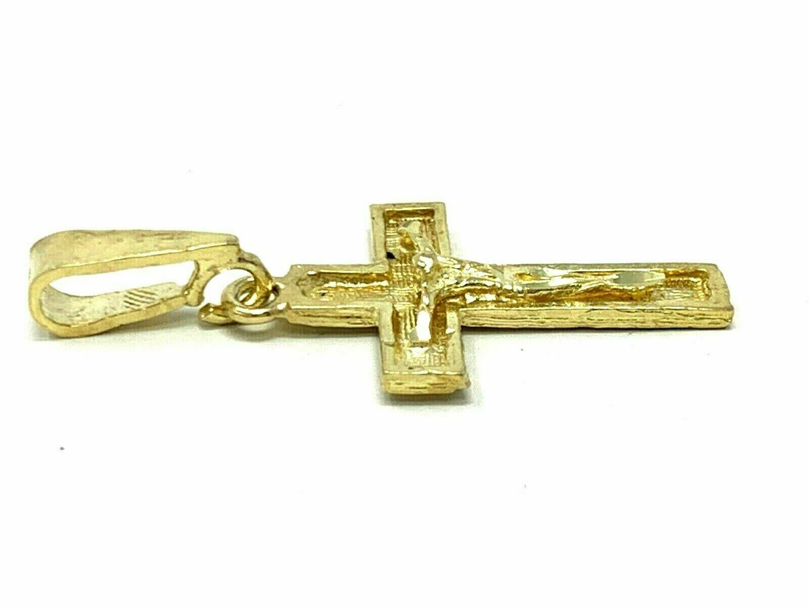 10k Yellow Gold Crucifix Cross Jesus Christ Religious Charm Pendant 1.2 grams