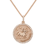 14k Rose Gold  Diamond Zodiac Sign Sagittarius Pendant Necklace 18" - Sagittarius,Rose