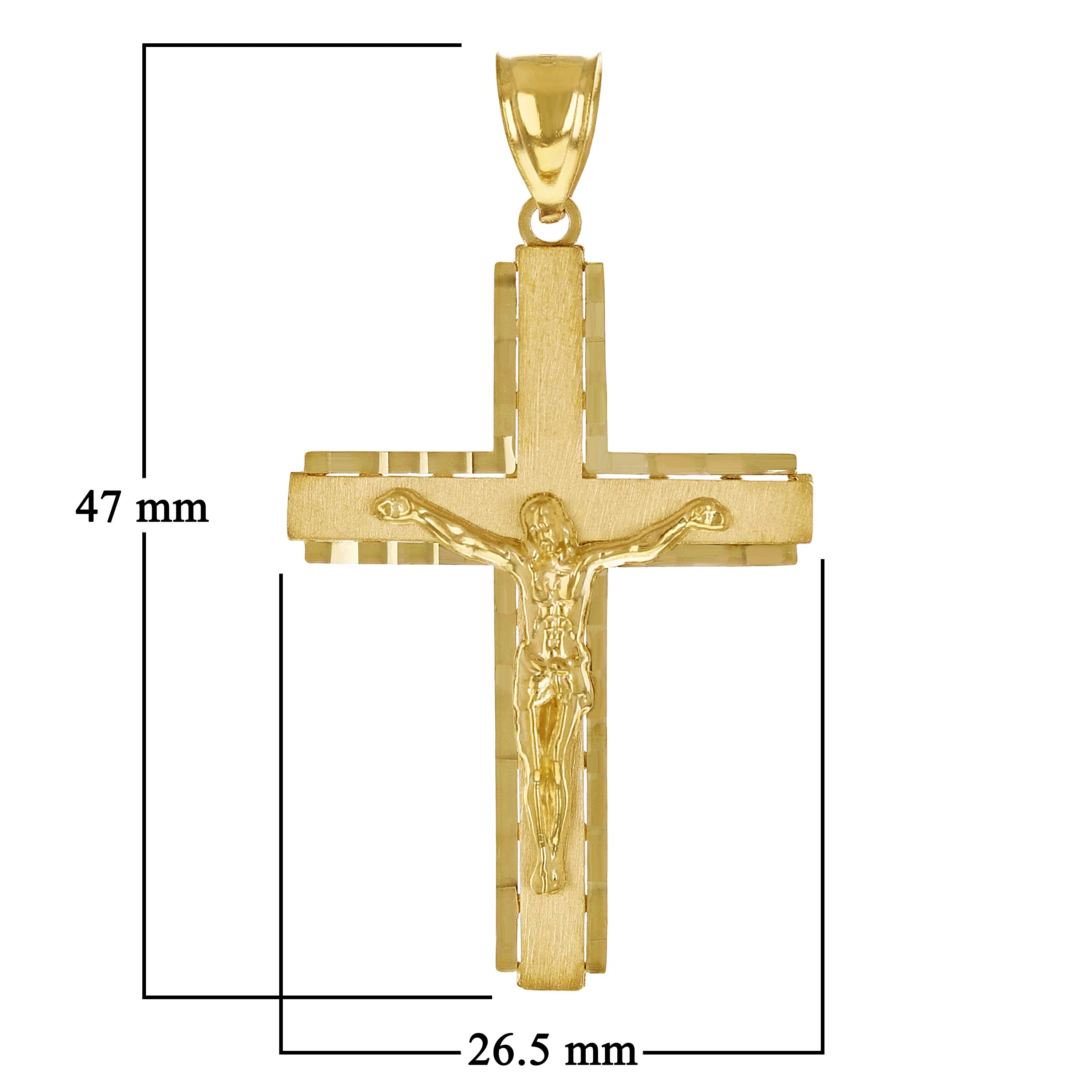 14k Yellow Gold Jesus Christ Crucifix Cross Religious Pendant 1.9" 4.5 grams