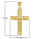 14k Yellow Gold Jesus Christ Crucifix Cross Religious Pendant 1.9" 4.5 grams