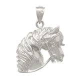 14k White Gold Solid Lucky Horse Head Face Charm Pendant 3.9 grams - White