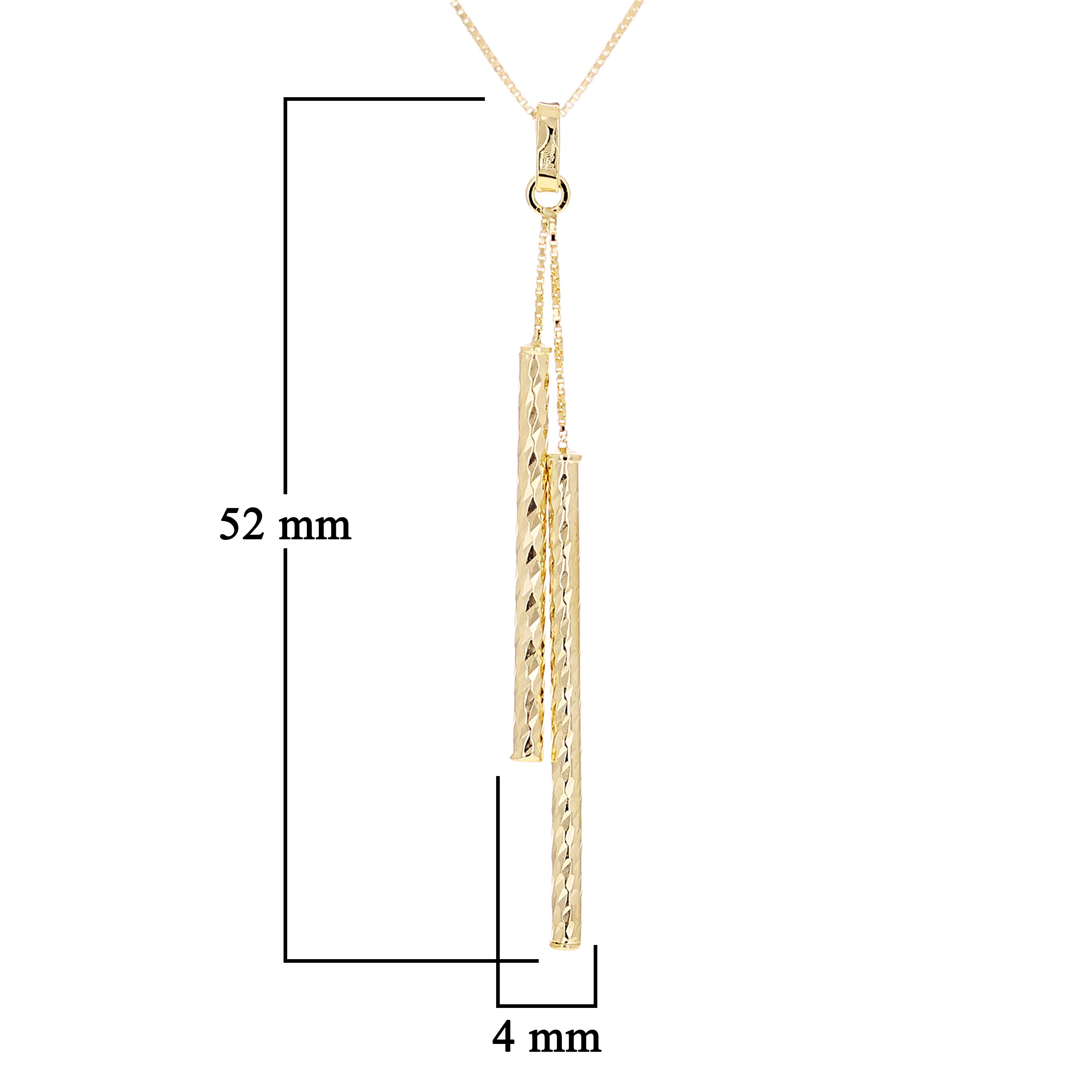 Italian 14k Yellow Gold Diamond-Cut Tube Gold Bar Necklace 18" 1.7 grams