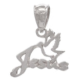 14k White Gold Solid Dove Jesus Religious Charm Pendant 0.9 gram - White