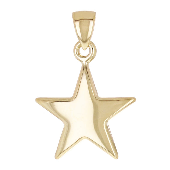 Italian 14k Yellow Gold High Polished STAR Charm Pendant 19mm x 13mm 0.7 grams