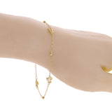 Italian 14k Yellow Gold Heart Station Anklet Bracelet 10" 2.6 grams
