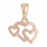 14k Rose Gold Triple Open Heart Pendant - Rose