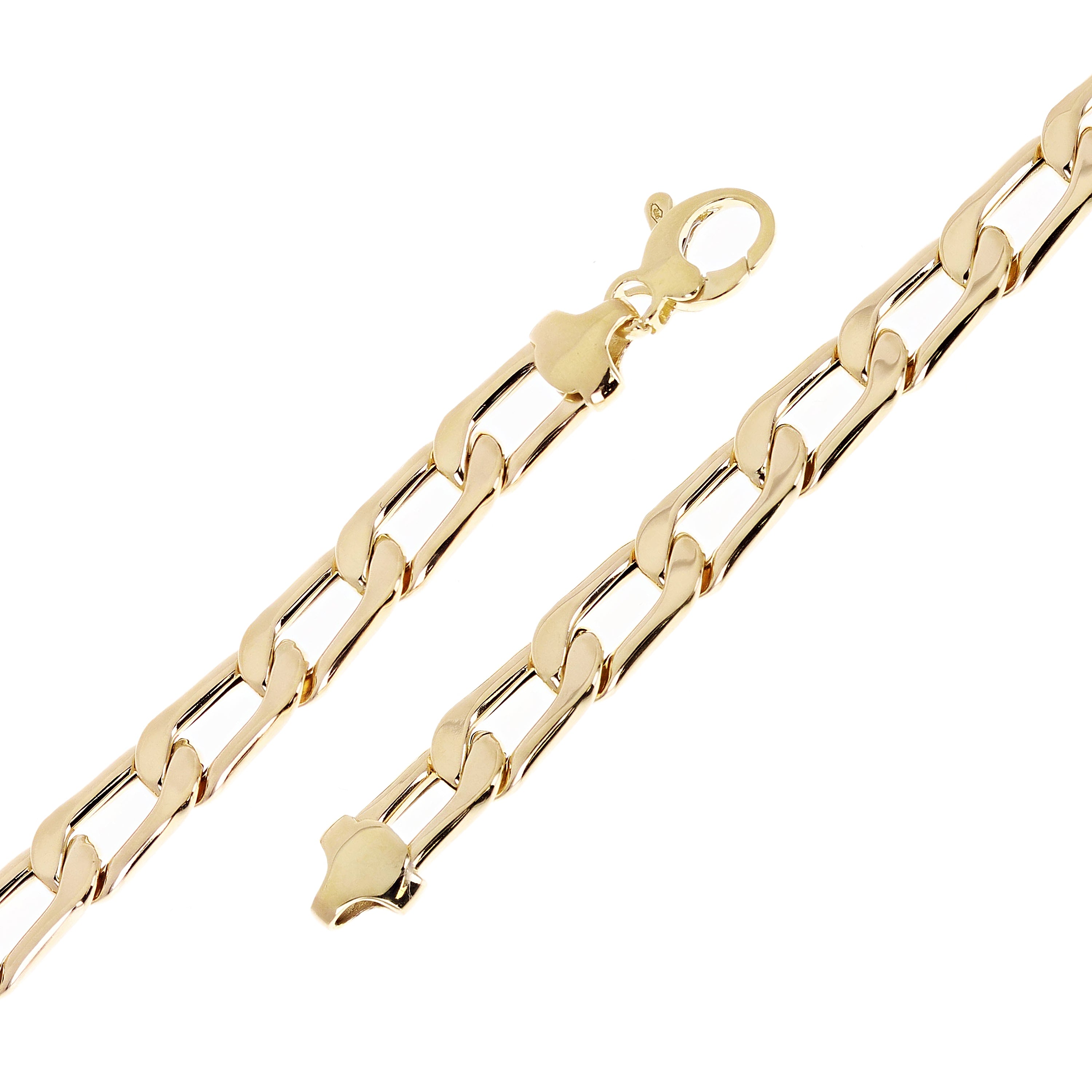 Italian 14k Yellow Gold Hollow Flat Oval Link Bracelet 7.5" 7.7mm 8.4 grams